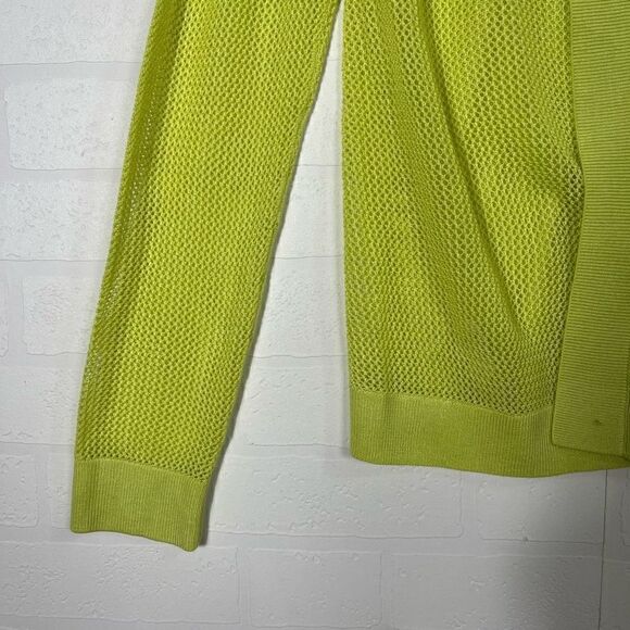 Cabi Womens Yellow Split Back Pullover Long Sleeve Mesh Sweater Size M - Picture 12 of 12